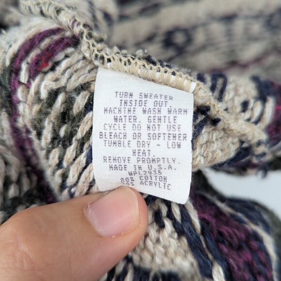 ALPS Women’s Small Cardigan Sweater Nordic Pattern Made in USA 80% Cotton VTG - Picture 6 of 6